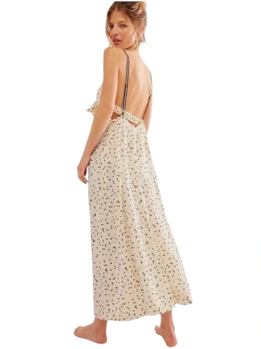Free People Cream and Black Coming Home Romper Size X-Small